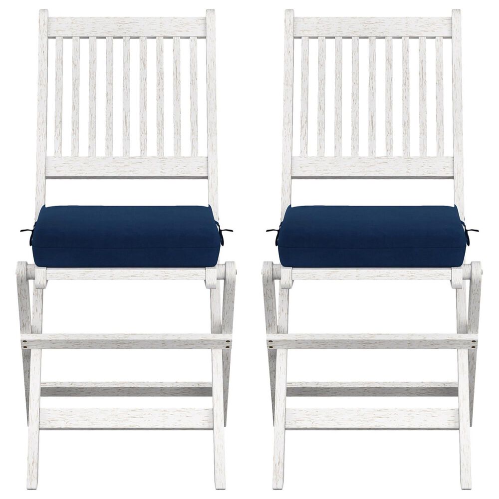 CorLiving Miramar Patio Folding Chair in White/Navy Blue &#40;Set of 2&#41;, , large