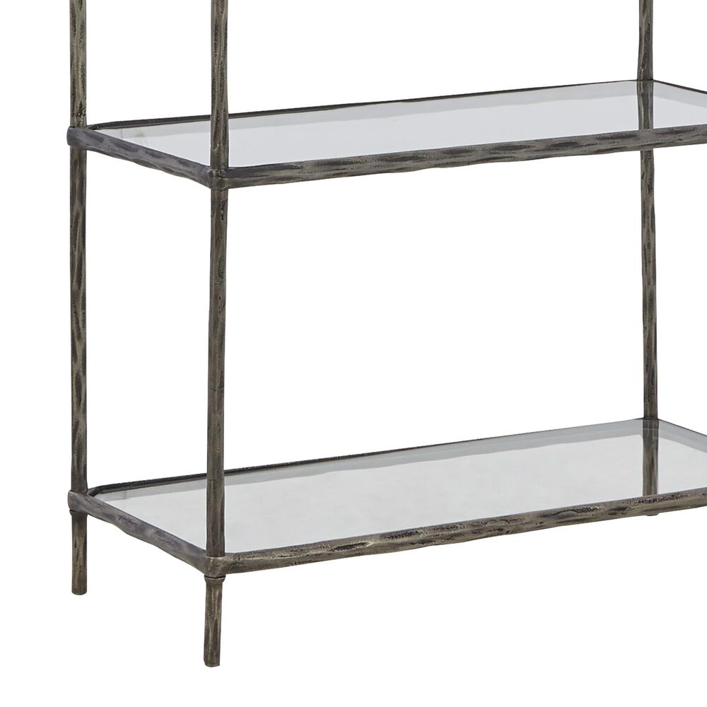 Ashley Ryandale 5-Shelf Bookcase in Antiqued Pewter and Clear, , large