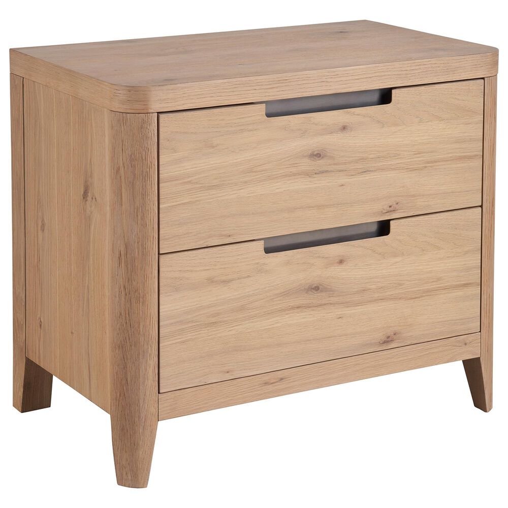 Universal Furniture Modern Walker California King Panel Bed with Dresser and Nightstand in Natural Oak with AC Outlets and USB Ports, , large