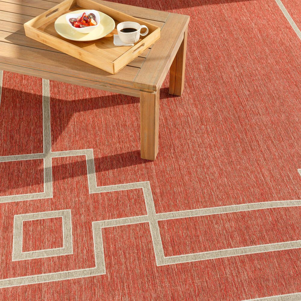 Surya Alfresco 5&#39;3&quot; x 7&#39;7&quot; Rust, Brown and Beige Indoor/Outdoor Area Rug, , large