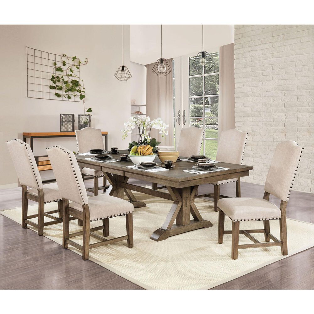 Furniture of America Chaney Dining Table in Light Oak, , large