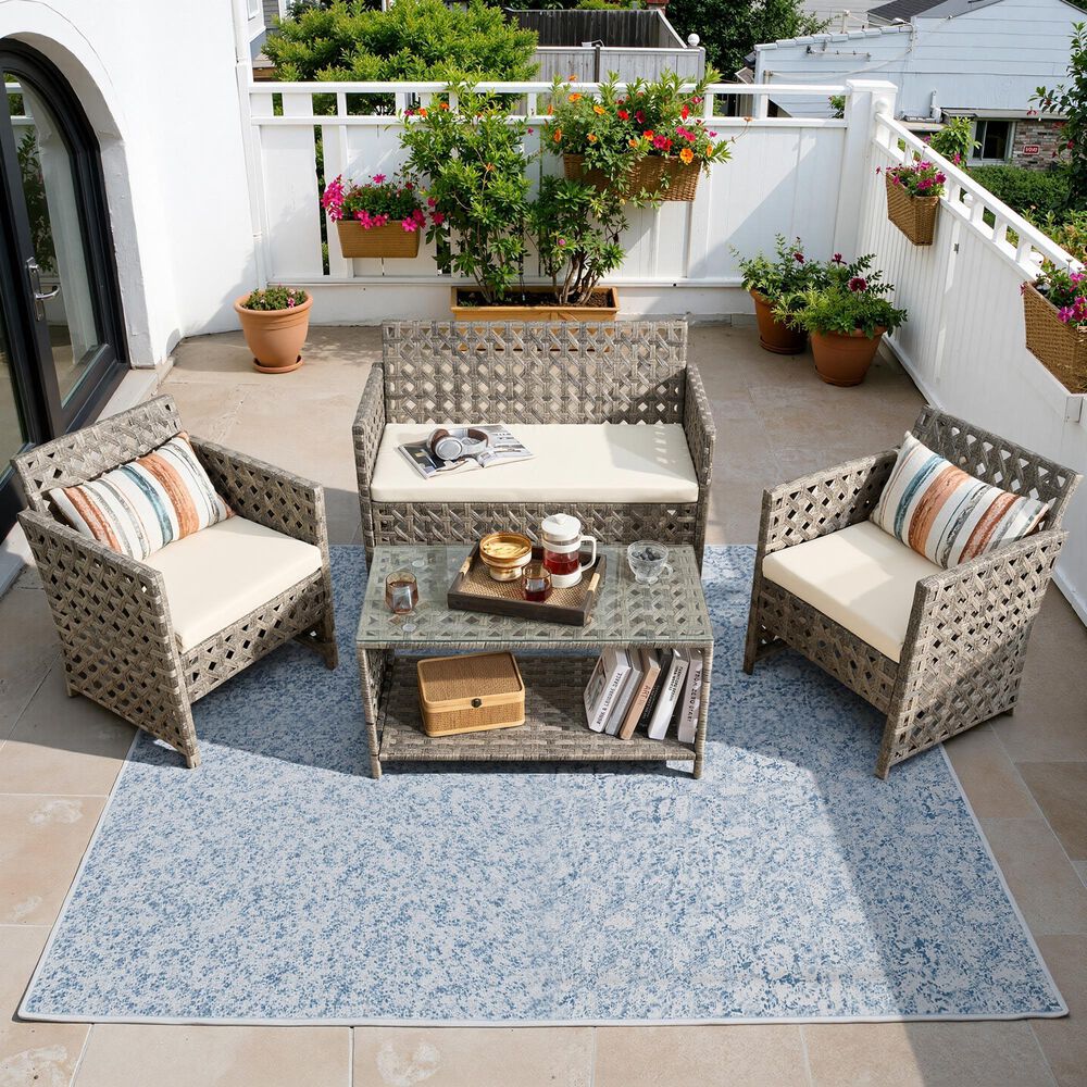 HOMLUX 4-Piece Patio Conversation Set in Beige, , large