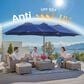 HOMLUX 15" Double-Sided Outdoor Market Umbrella with Sandbag Base and RGB LED Lights in Royal Blue, , large