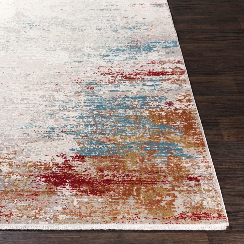 Surya Solar 3&#39; x 9&#39;10&quot; Orange, Saffron, Red, Sky Blue, White, Gray and Charcoal Runner, , large