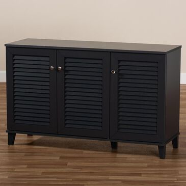 Baxton Studio Coolidge 8-Shelf Shoe Storage Cabinet in Dark Gray, , large