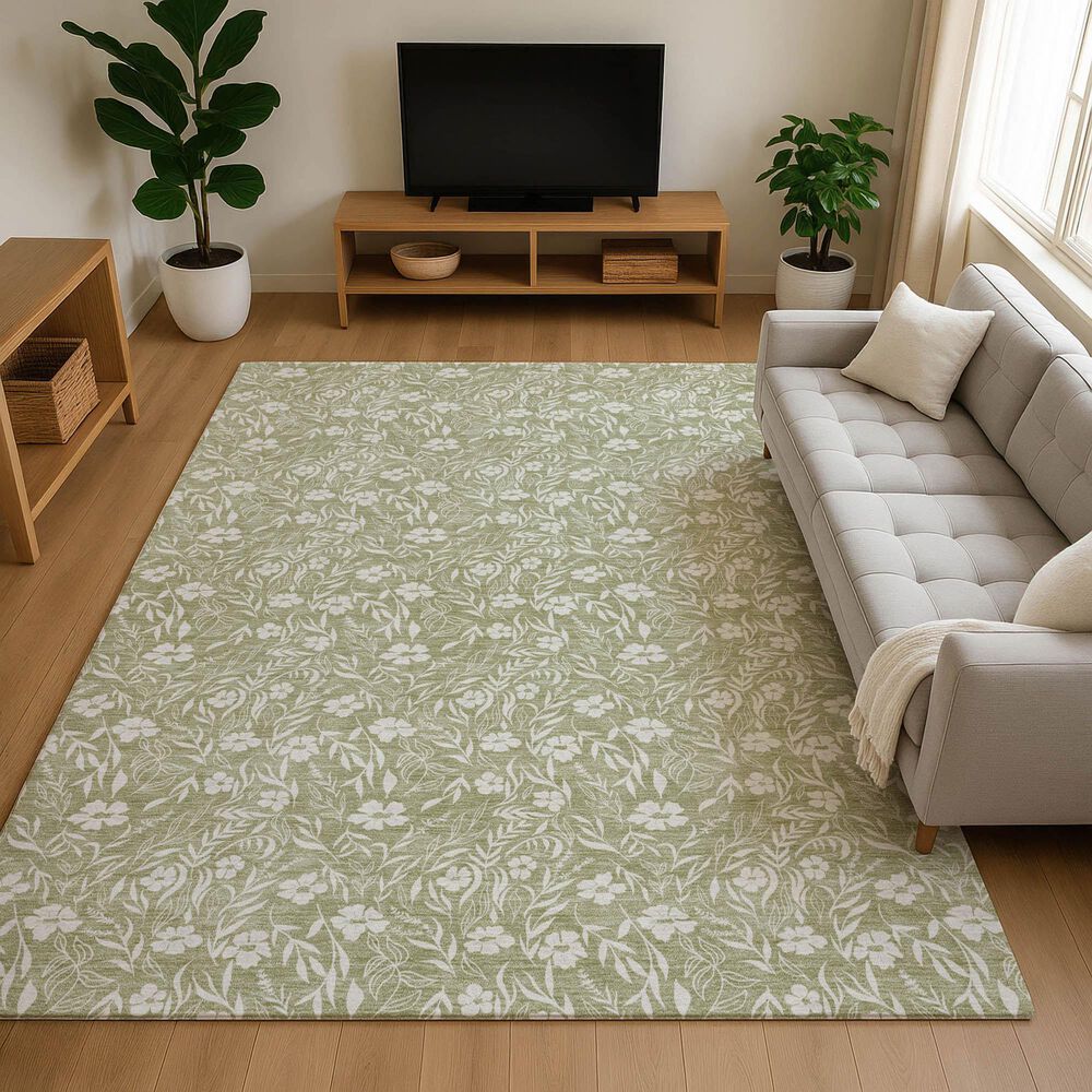 Dalyn Rug Company Soft Essentials Floral Aloe 10' x 14' Indoor/Outdoor Area Rug, , large