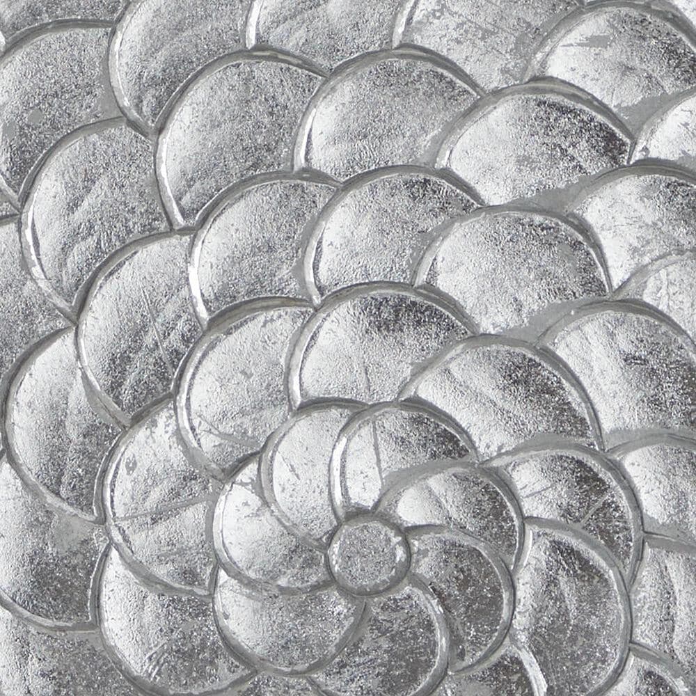 Maple and Jade 47&quot; x 47&quot; Round Plate Carved Radial Home Wall Decor in Silver, , large