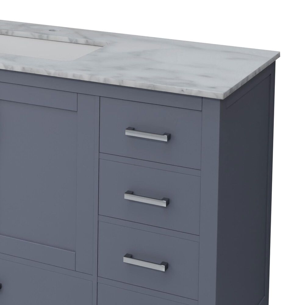 Lexora Home Jacques 84&quot; Double Bathroom Vanity in Dark Grey with 2 cm White Carrara Marble Top and Rectangular Sinks, , large