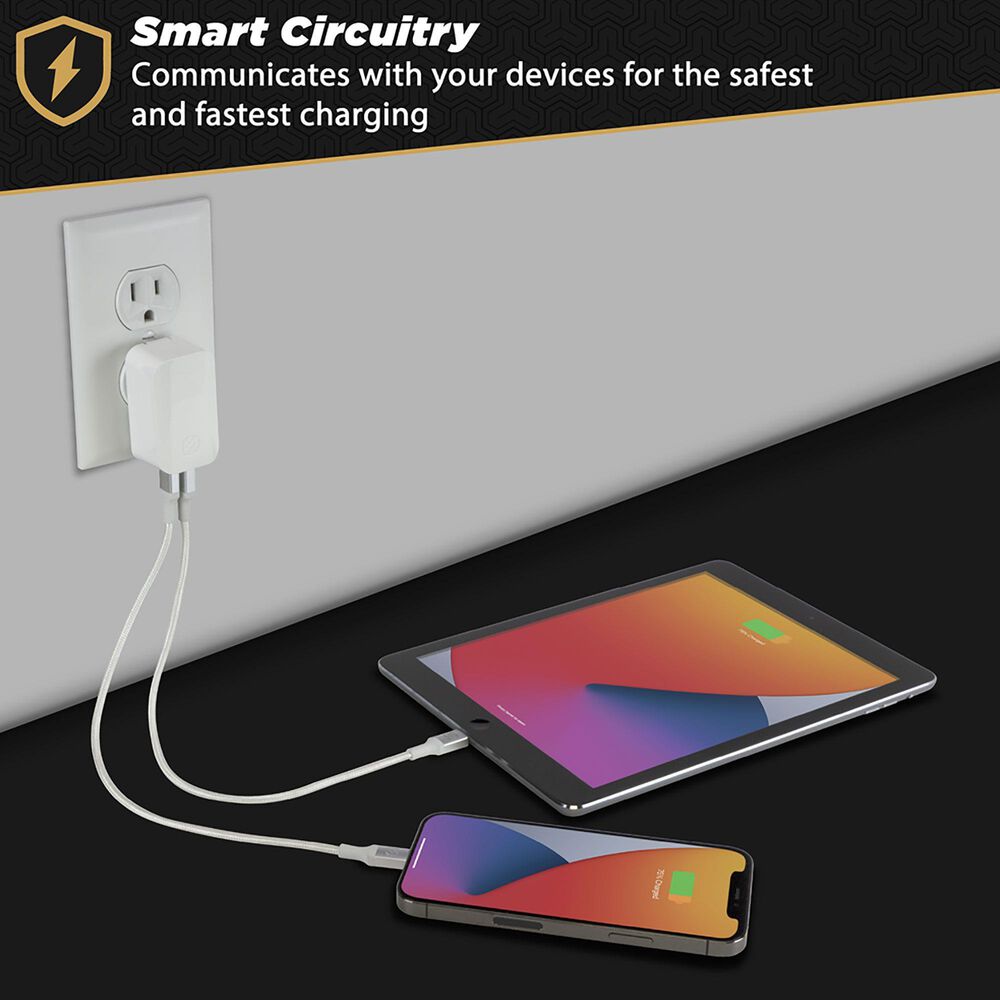 Scosche USB-C Power Delivery Fast Charger with USB-A Port in White, , large