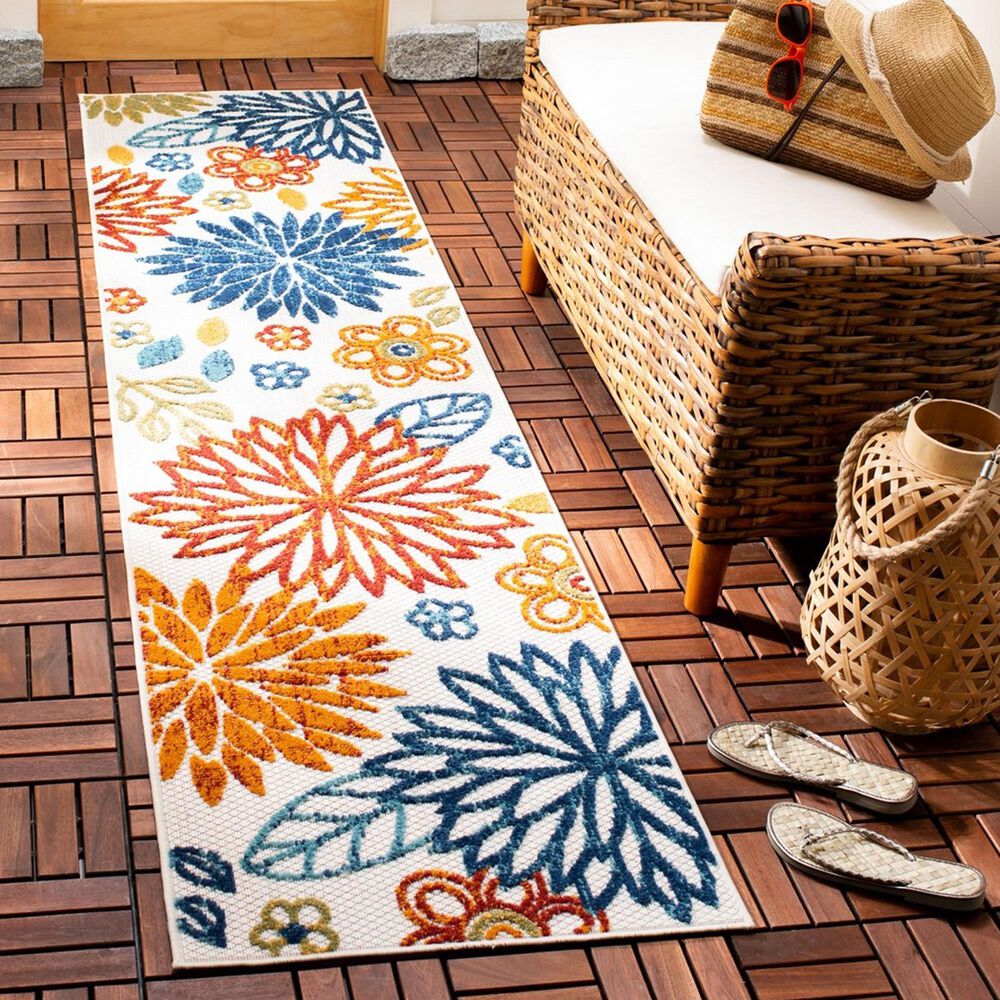 Safavieh Cabana CBN833A 2&#39; x 10&#39; Creme and Red Indoor/Outdoor Performance Runner, , large