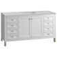 James Martin Vanities Chicago 60" Single Bathroom Vanity in Glossy White with 3 cm Victorian Silver Quartz Top and Rectangular Sink, , large