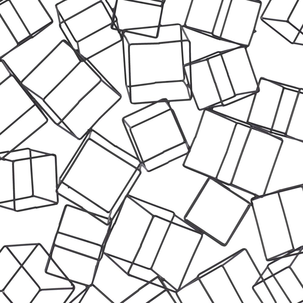 Maple and Jade 48&quot; x 27&quot; 3D Layered Wire Cube Geometric Home Wall Decor in Matte Black, , large