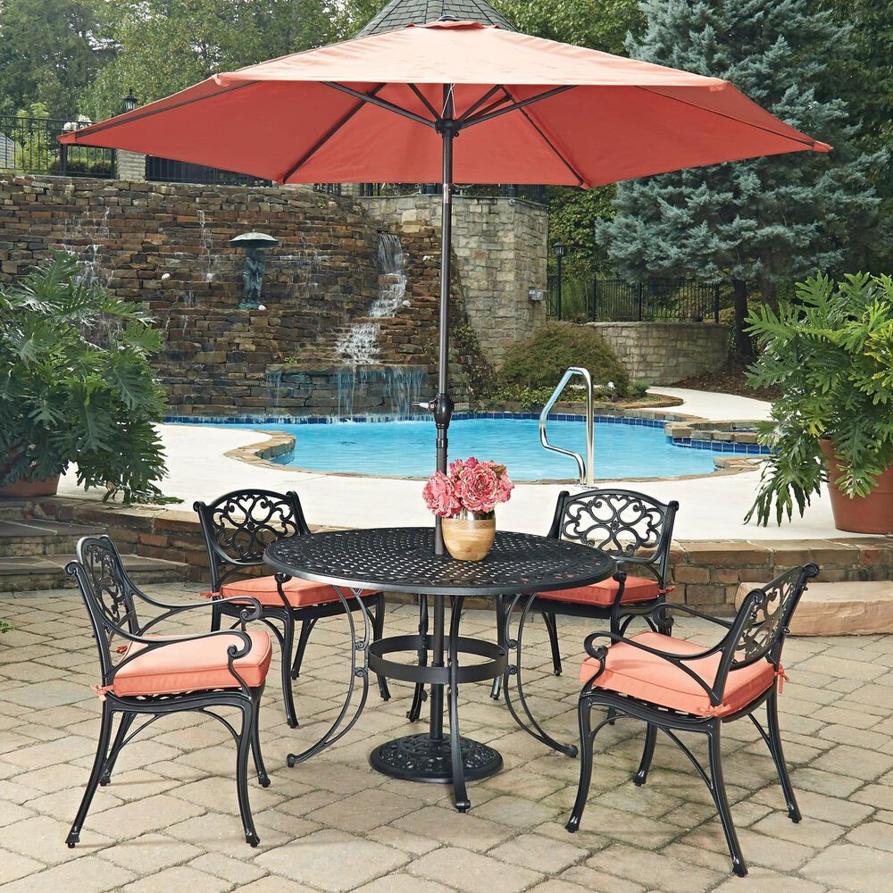 Homestyles Sanibel 7-Piece Patio Dining Set with Umbrella in Black, , large