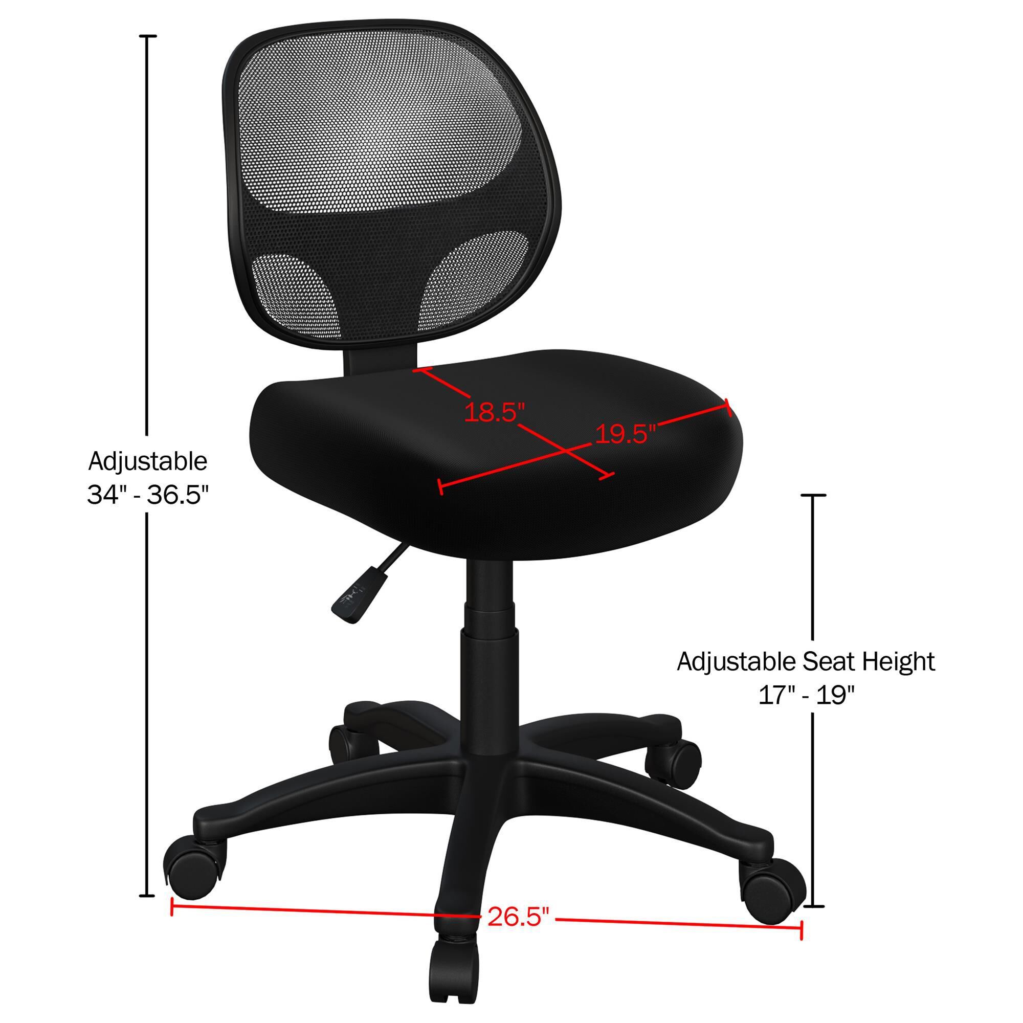 Timberlake Adjustable Armless Computer Chair in Black NFM