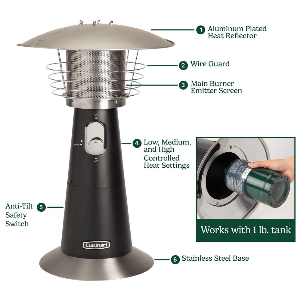 Cuisinart Portable Tabletop Patio Heater in Black, , large