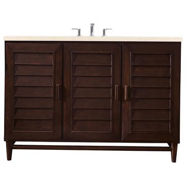James Martin Portland 48" Single Bathroom Vanity in Burnished Mahogany with 3 cm Eternal Marfil Quartz Top and Rectangular Sink, , large