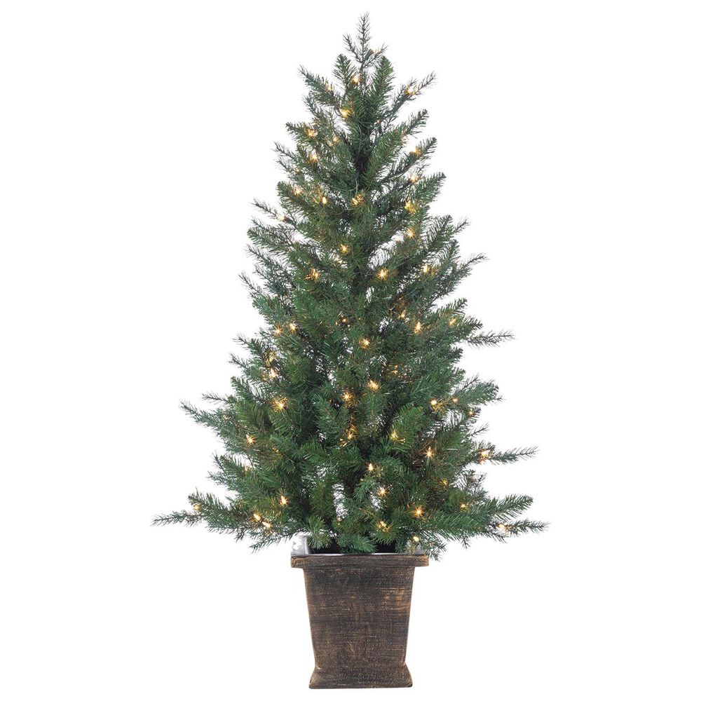 The Gerson Company Sterling 4" Potted Natural Cut Manitoba Pine with 100 UL White Lights, , large