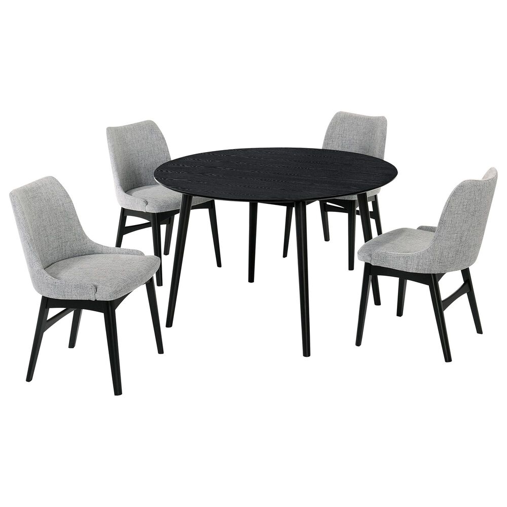 Blue River Arcadia and Azalea 5-Piece 48" Dining Set with Gray Cushion in Black, , large