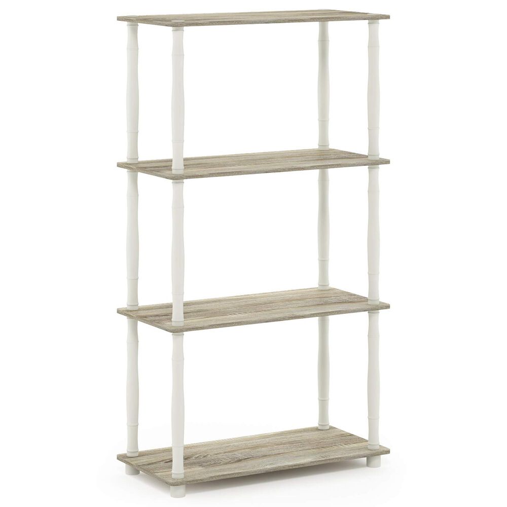 HOMLUX Turn-N-Tube 4-Tier Corner Open Storage Bookshelf in Sonoma Oak and White, , large