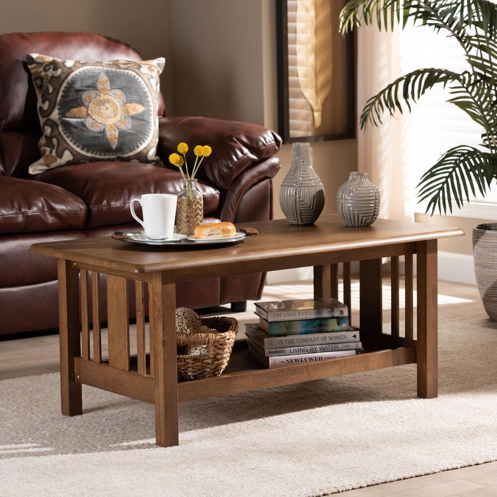 Baxton Studio Rylie Coffee Table in Walnut Brown, , large
