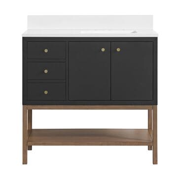 37B Isadore 36" Single Bathroom Vanity Cabinet in Tricorn Black and White Composite Stone Top and Backsplash, , large