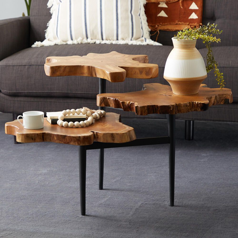 Uma Enterprises Rustic Accent Table in Brown and Black, , large