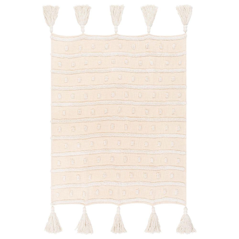 Surya Dallan 50" x 70" Throw in White and Cream, , large