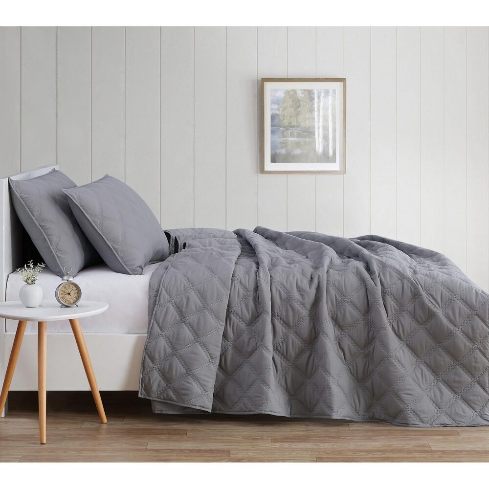 Pem America Truly Soft Everyday 2-Piece Twin XL Quilt Set in Grey, , large