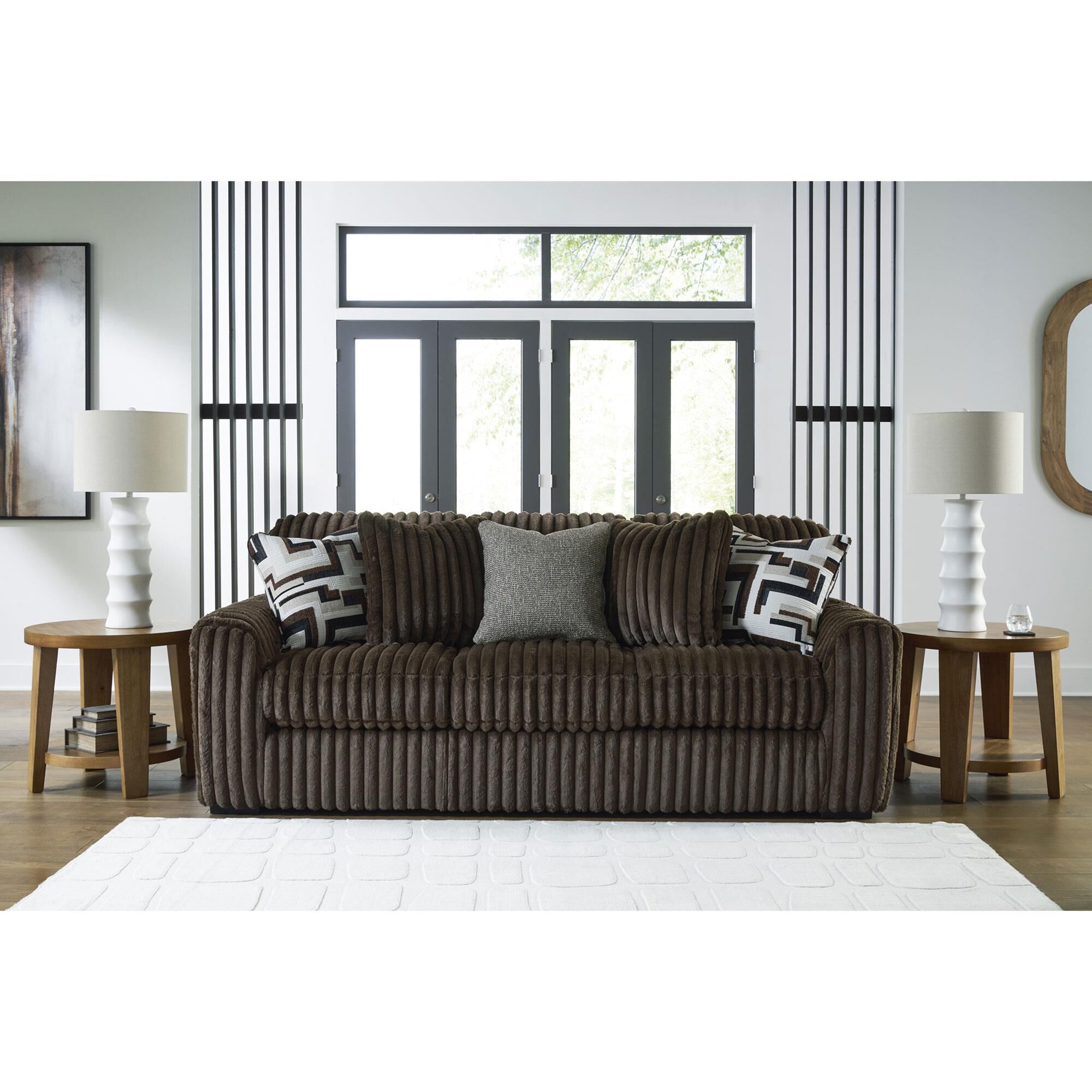 Ashley Midnight-Madness Stationary Sofa in Chocolate
