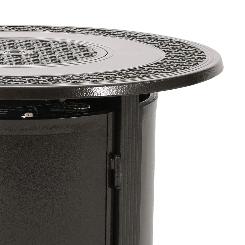 Noble House Liam 5-Piece Round Fire Pit Chat Set in Dark Brown and Hammered Bronze, , large