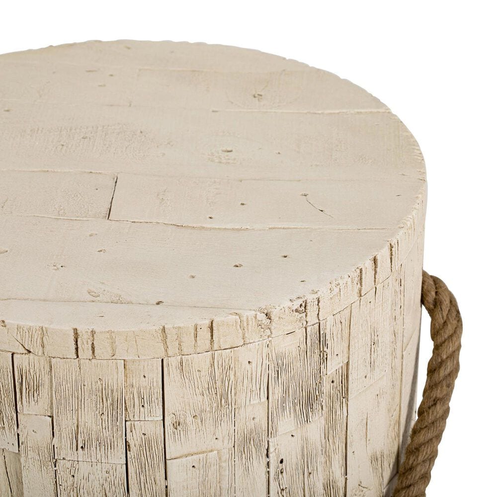 Hearth and Haven Outdoor Side Table with Braided Cord Design in Wood Brown, , large