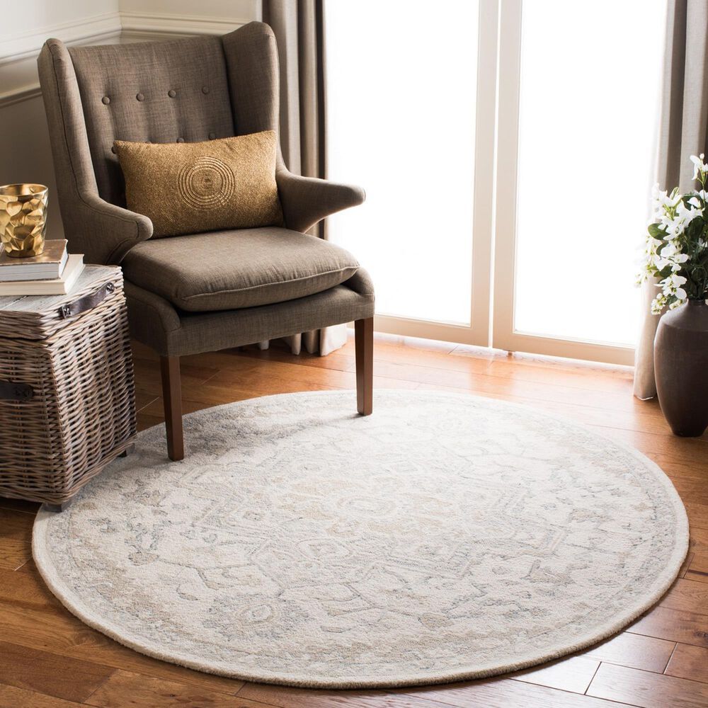 Safavieh Micro-Loop 7' Round Ivory and Beige Area Rug, , large