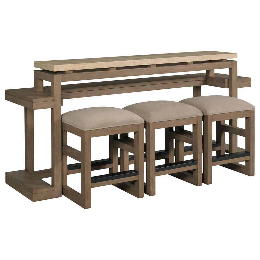 Hammary Nash Counter Console Table and 3 Stools in Sandy Beige, , large