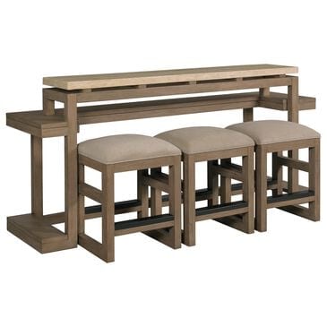 Hammary Nash Counter Console Table and 3 Stools in Sandy Beige, , large