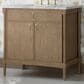 James Martin Kinnsden 36" Single Bathroom Vanity in Weathered Oak with 3 cm Carrara Marble Top and Rectangular Sink, , large