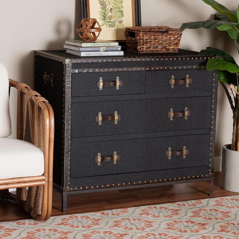 Baxton Studio Benton 4-Drawer Storage Cabinet in Black, , large