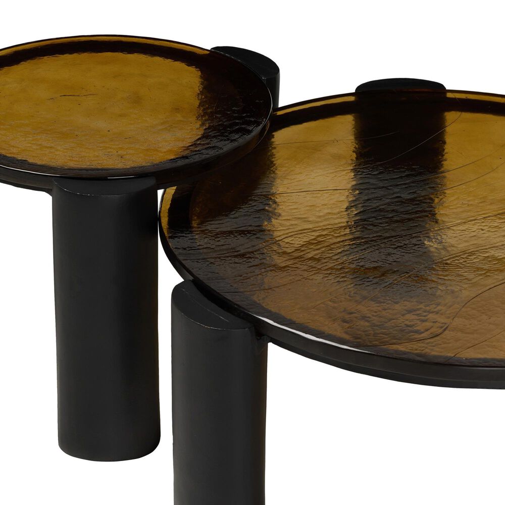 Four Hands Rover Nesting Table in Amber Cast Glass and Black Antique, , large