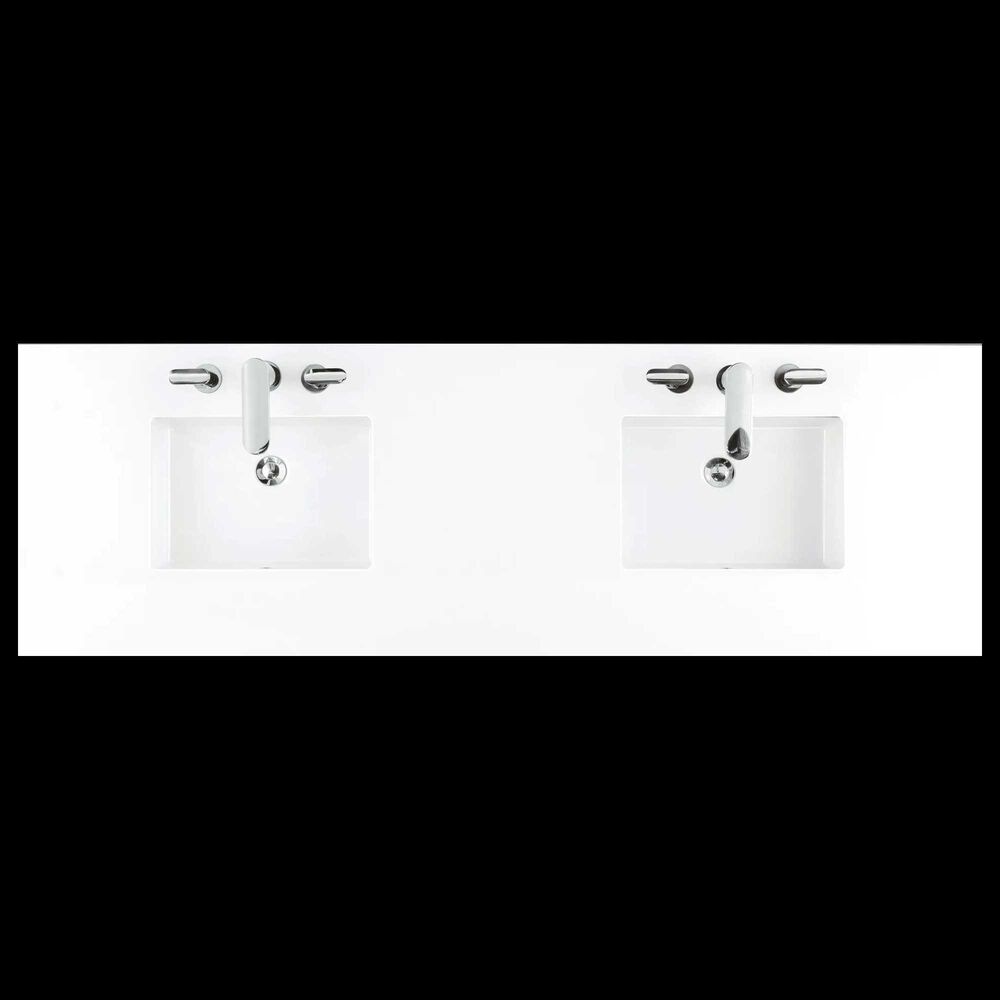 James Martin Vanities Brittany 72&quot; Double Bathroom Vanity in Smokey Celadon with Single Hole 3 cm White Zeus Quartz Top and Rectangular Sinks, , large