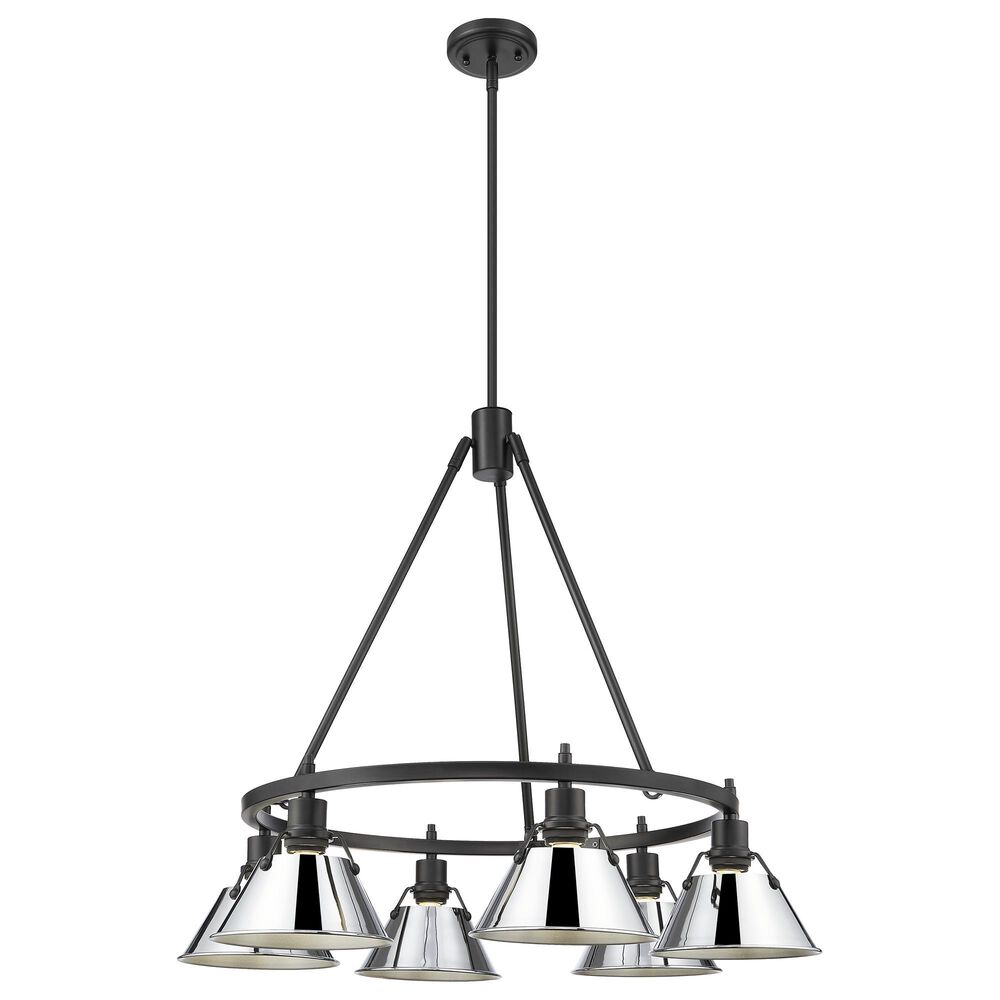 Golden Lighting Orwell 6-Light Chandelier with Chrome Shade in Matte Black, , large