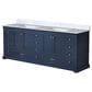 Lexora Home Dukes 84" Double Bathroom Vanity in Navy Blue with 2 cm White Carrara Marble Top and Rectangular Sinks, , large