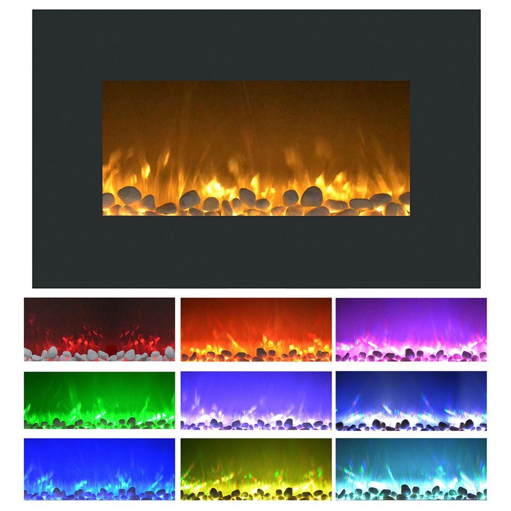 Timberlake Northwest Color Changing Fireplace with Wall Mount in Black, , large