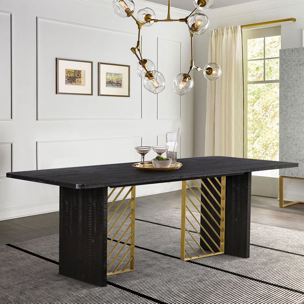 Blue River Monaco Dining Table in Black and Antique Gold - Table Only, , large