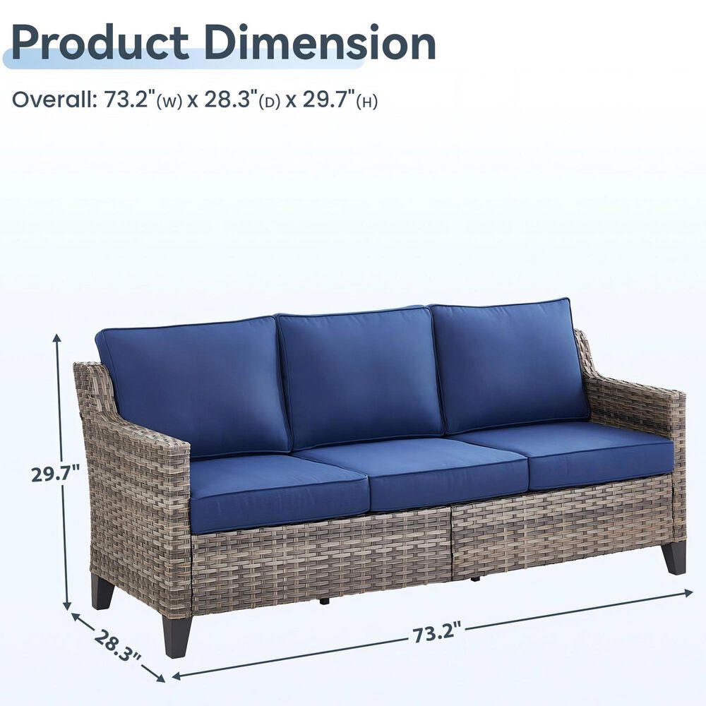 Sunwell Garden 5-Piece Patio Chat Set with Two Swivel and Gliding Chairs in Navy, , large