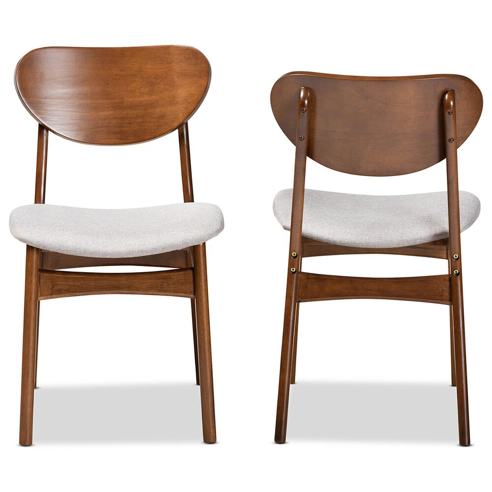 Baxton Studio Katya Side Chair with Grey Cushion in Walnut Brown (Set of 2), , large