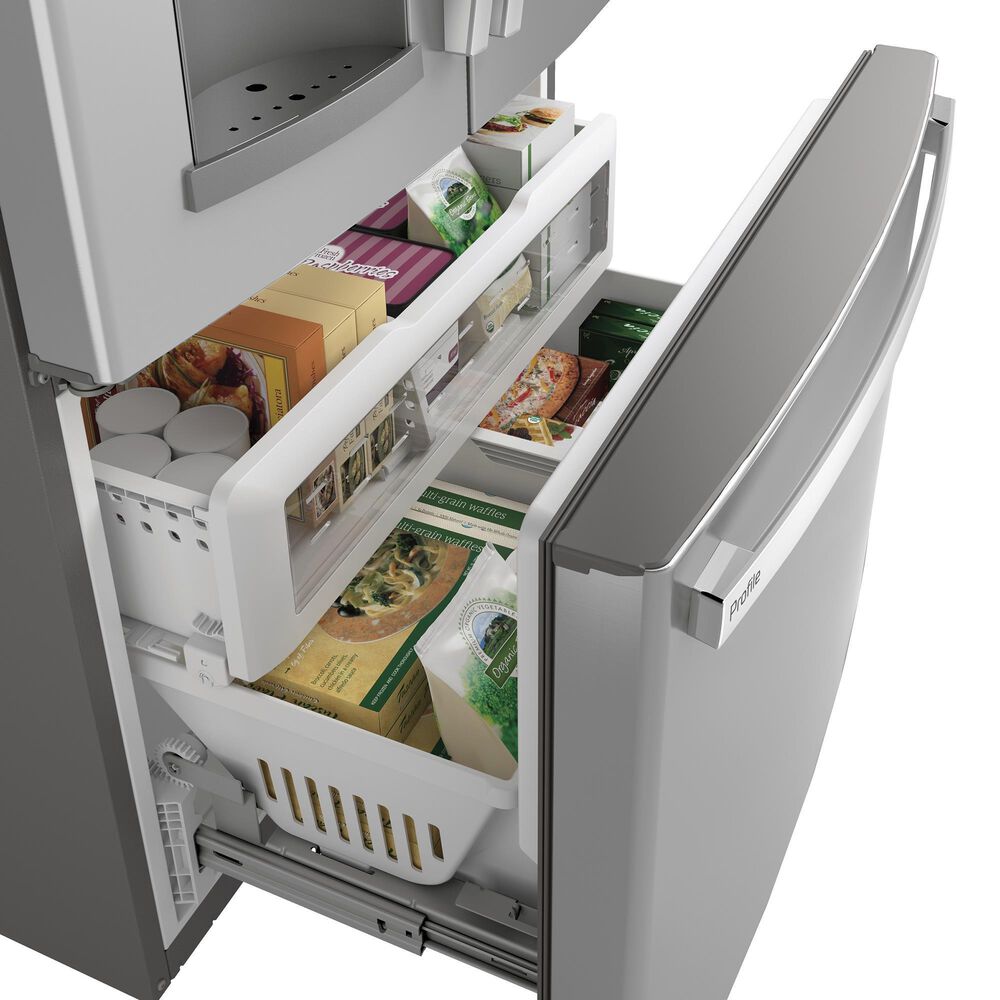 GE Profile 22.1 Cu. Ft. French-Door Refrigerator with Hands-Free AutoFil in Fingerprint Resistant Stainless Steel, , large