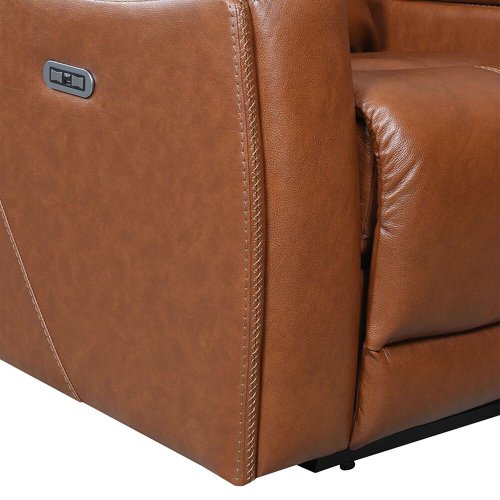 Crystal City Natalia Leather Power Console Loveseat with Headrest in Coach, , large