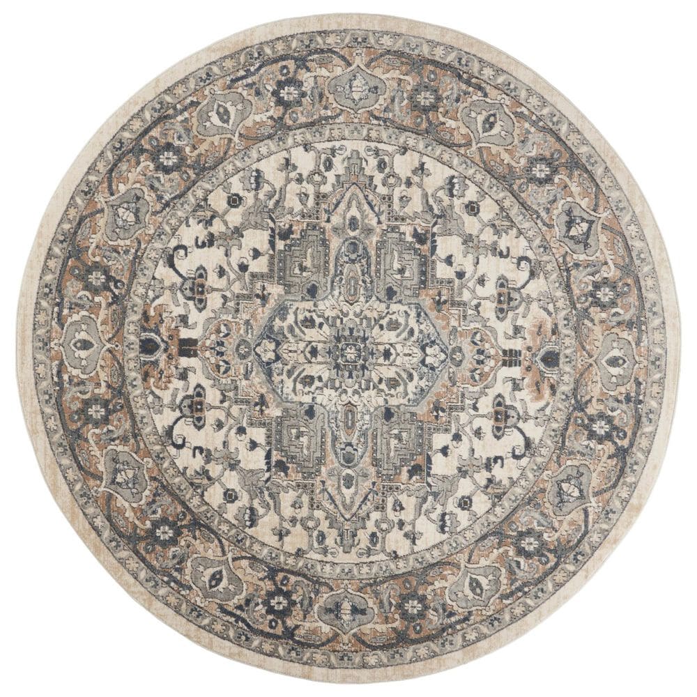 Nourison Quarry 7"10" Round Ivory and Grey Area Rug, , large