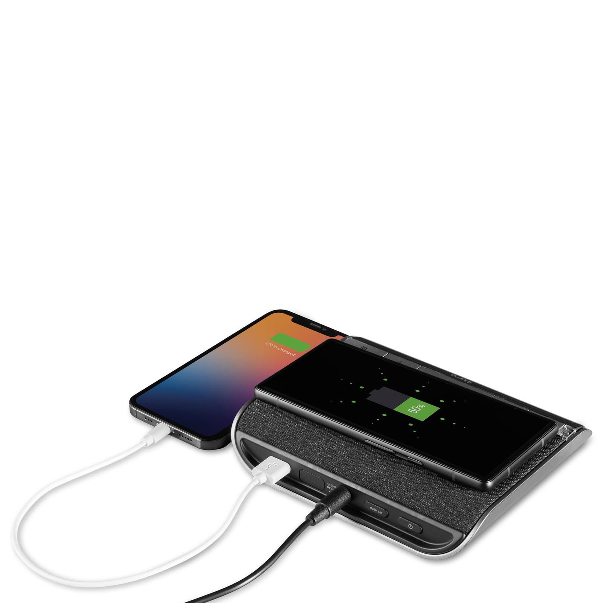 iHome 2-In-1 Wireless Charger Alarm Clock with Qi Wireless and USB 
