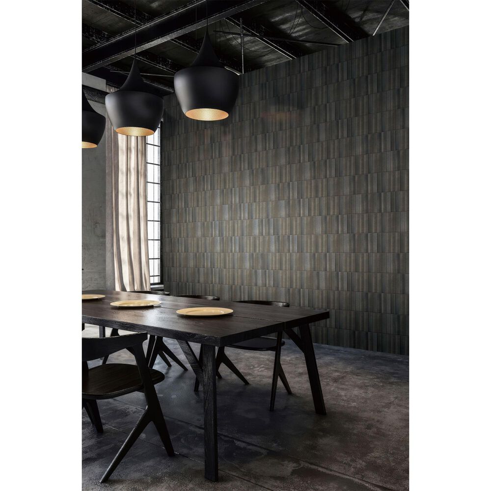 Emser Kaizen Pewter 2" x 8" Rectangle on 9" x 15" Satin Porcelain Mosaic Sheet, , large