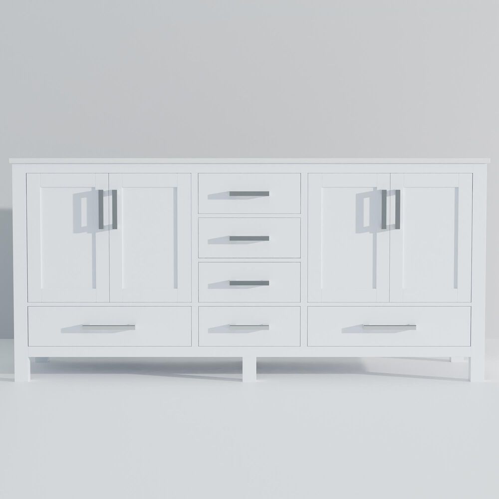 Lexora Home Jacques 72&quot; Double Bathroom Vanity in White with 2 cm White Quartz Top and Rectangular Sinks, , large